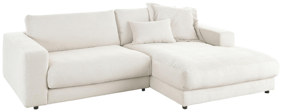 ECKSOFA in Cord Weiss  - Weiss/Schwarz, Design, Kunststoff/Textil (270/190cm) - Lomoco