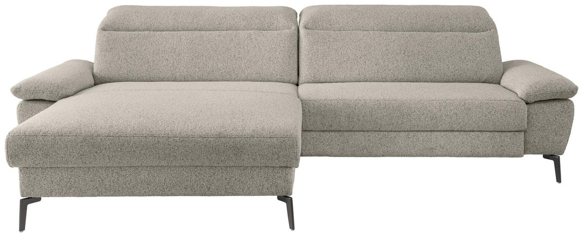 ECKSOFA Struktur Silberfarben  - Silberfarben/Schwarz, Konventionell, Textil/Metall (178/300cm) - Livetastic