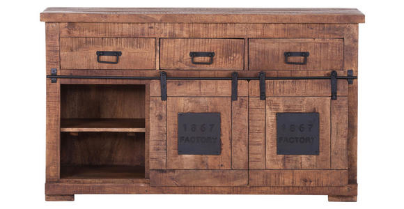 SIDEBOARD  in 145/85/45 cm  - Schwarz/Naturfarben, ROMANTIK / LANDHAUS, Holz/Metall (145/85/45cm) - Landscape