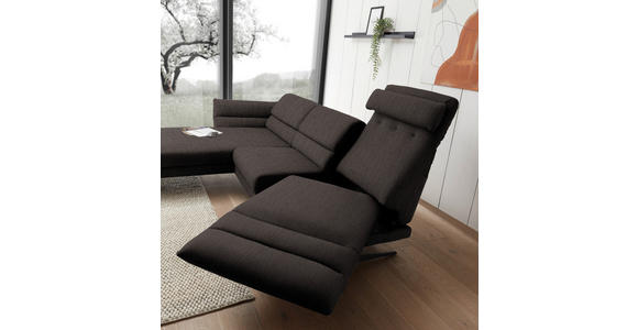 ECKSOFA Dunkelbraun Flachgewebe  - Dunkelbraun/Schwarz, Design, Textil/Metall (176-217/279-327cm) - Dieter Knoll