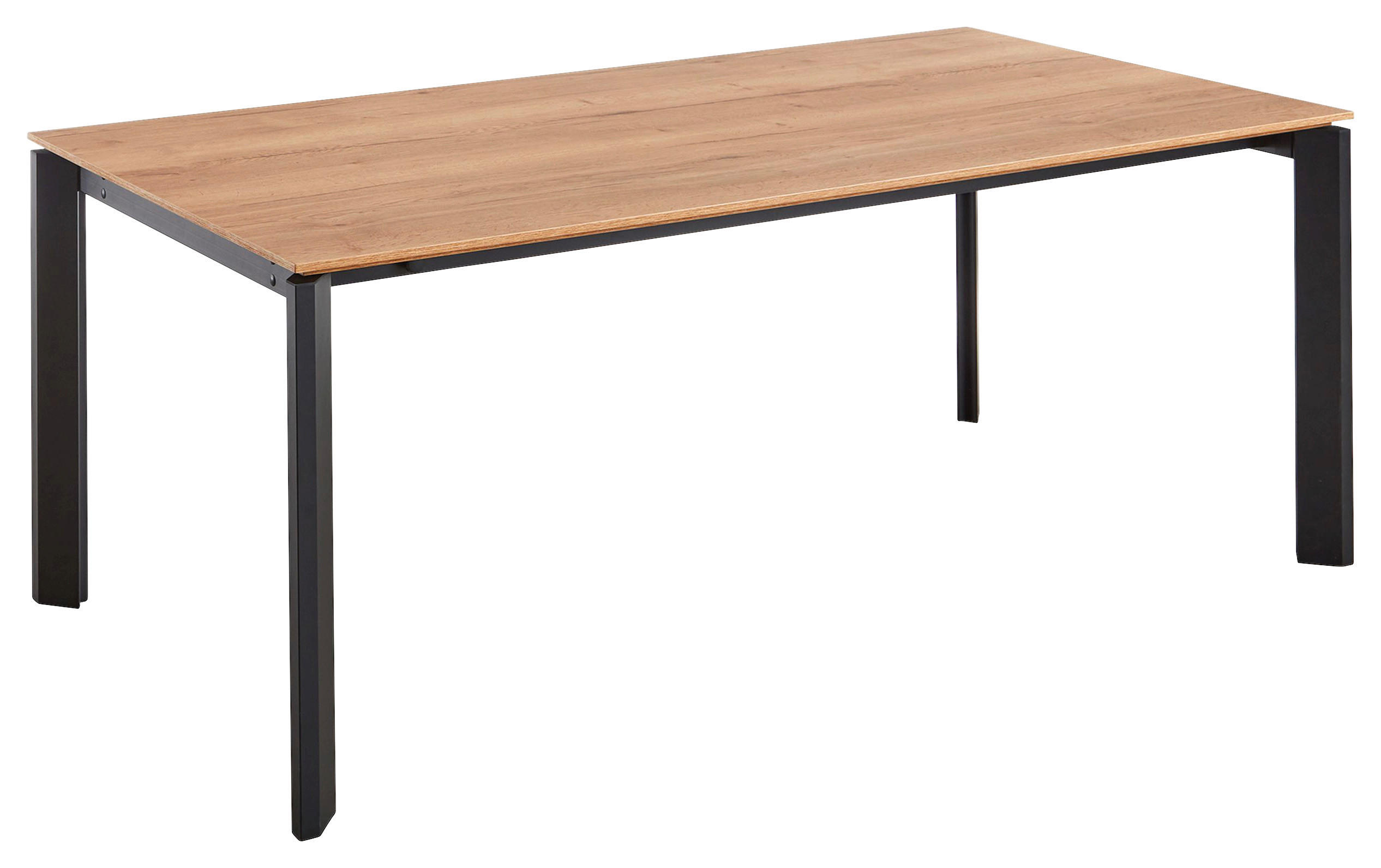 ESSTISCH Schwarz, Eichefarben rechteckig  ausziehbar, in verschiedenen Holzdekoren erhältlich  - Eichefarben/Schwarz, Basics, Holzwerkstoff/Metall (180-280/95/76cm) - Celina Home