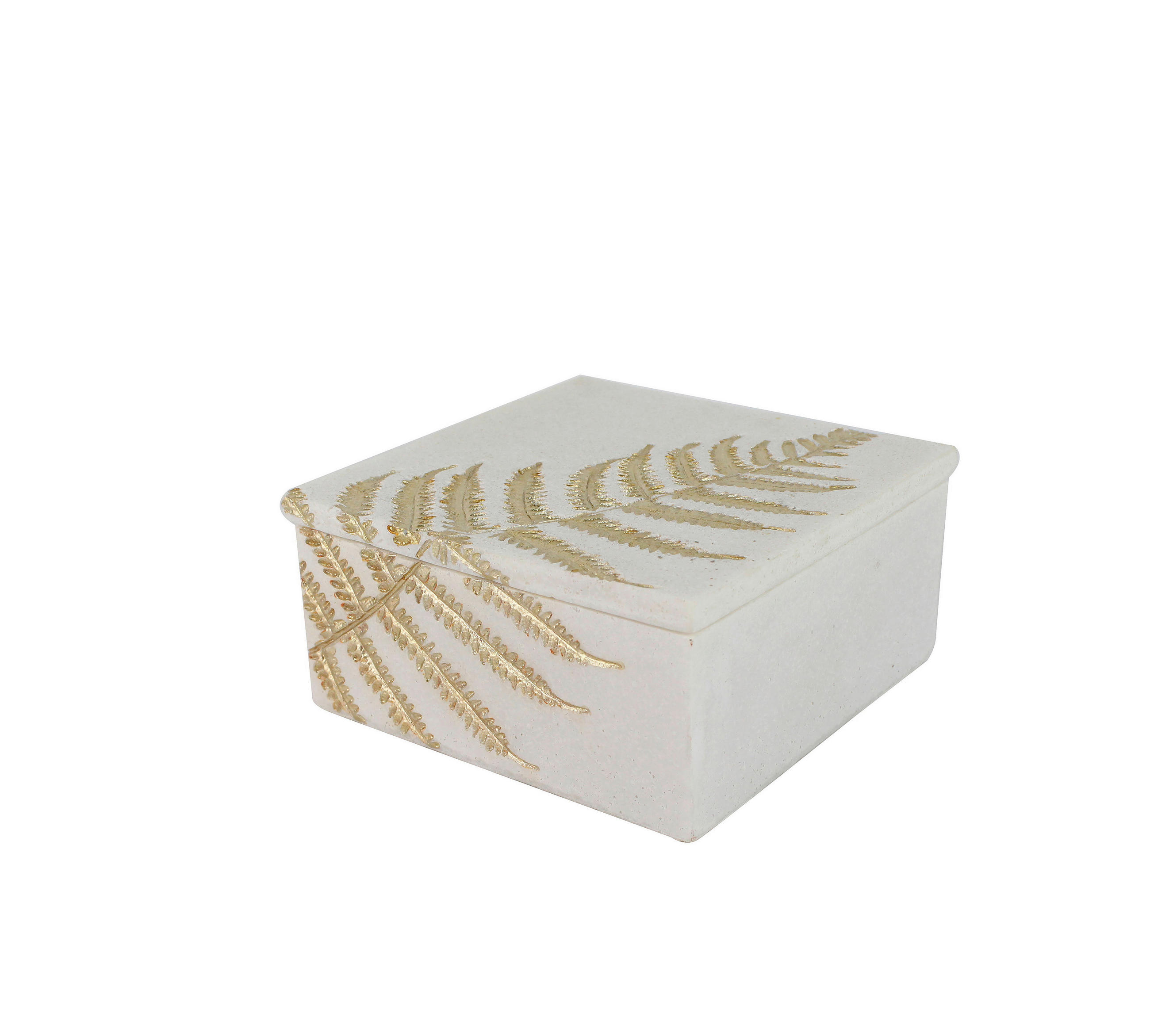 Ambia Home Dekobox Weiß, Gold 14.5x7.5x14.5 cm