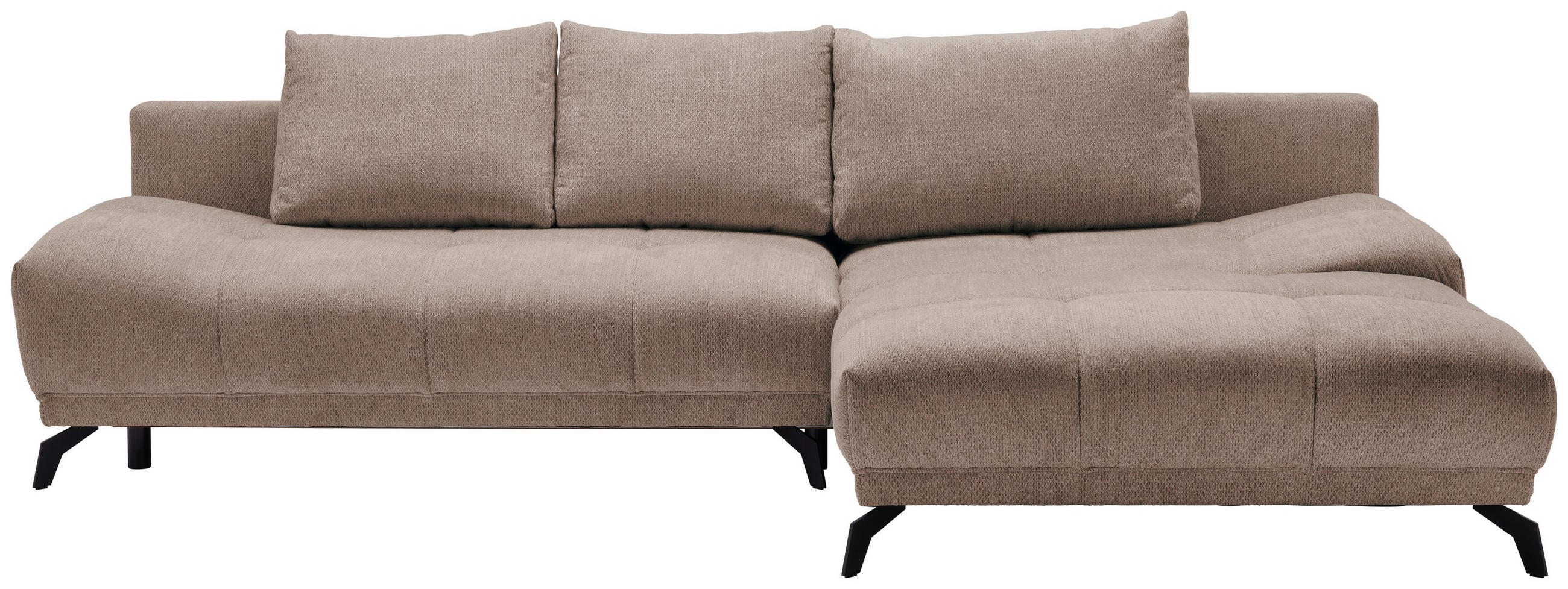 ECKSOFA  in Chenille Hellbraun  - Hellbraun/Schwarz, MODERN, Textil/Metall (290/182cm) - Hom`in