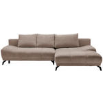 ECKSOFA Hellbraun Chenille Rückenkissen, Bettkasten, Schlaffunktion, Rücken echt  - Hellbraun/Schwarz, MODERN, Textil/Metall (290/182cm) - Hom`in