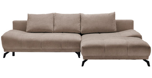 ECKSOFA Hellbraun Chenille Rückenkissen, Bettkasten, Schlaffunktion, Rücken echt  - Hellbraun/Schwarz, MODERN, Textil/Metall (290/182cm) - Hom`in