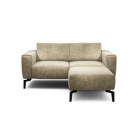 Zweisitzer inkl. Hocker Samt Naturfarben  - Schwarz/Naturfarben, Design, Textil/Metall (180/86/86-94cm) - SENSOO