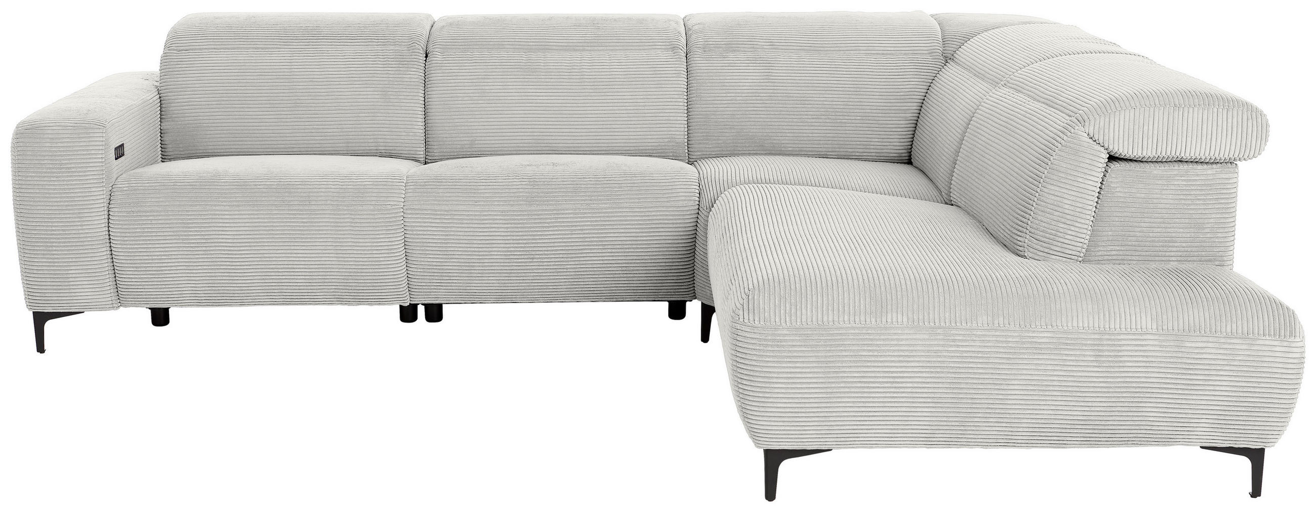 ECKSOFA in Cord Weiss  - Weiss/Schwarz, Design, Textil (290/223cm) - Pure Home Lifestyle