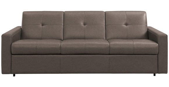 SCHLAFSOFA Bard in Echtleder Taupe  - Taupe/Schwarz, KONVENTIONELL, Leder/Kunststoff (206/81/96cm) - Novel