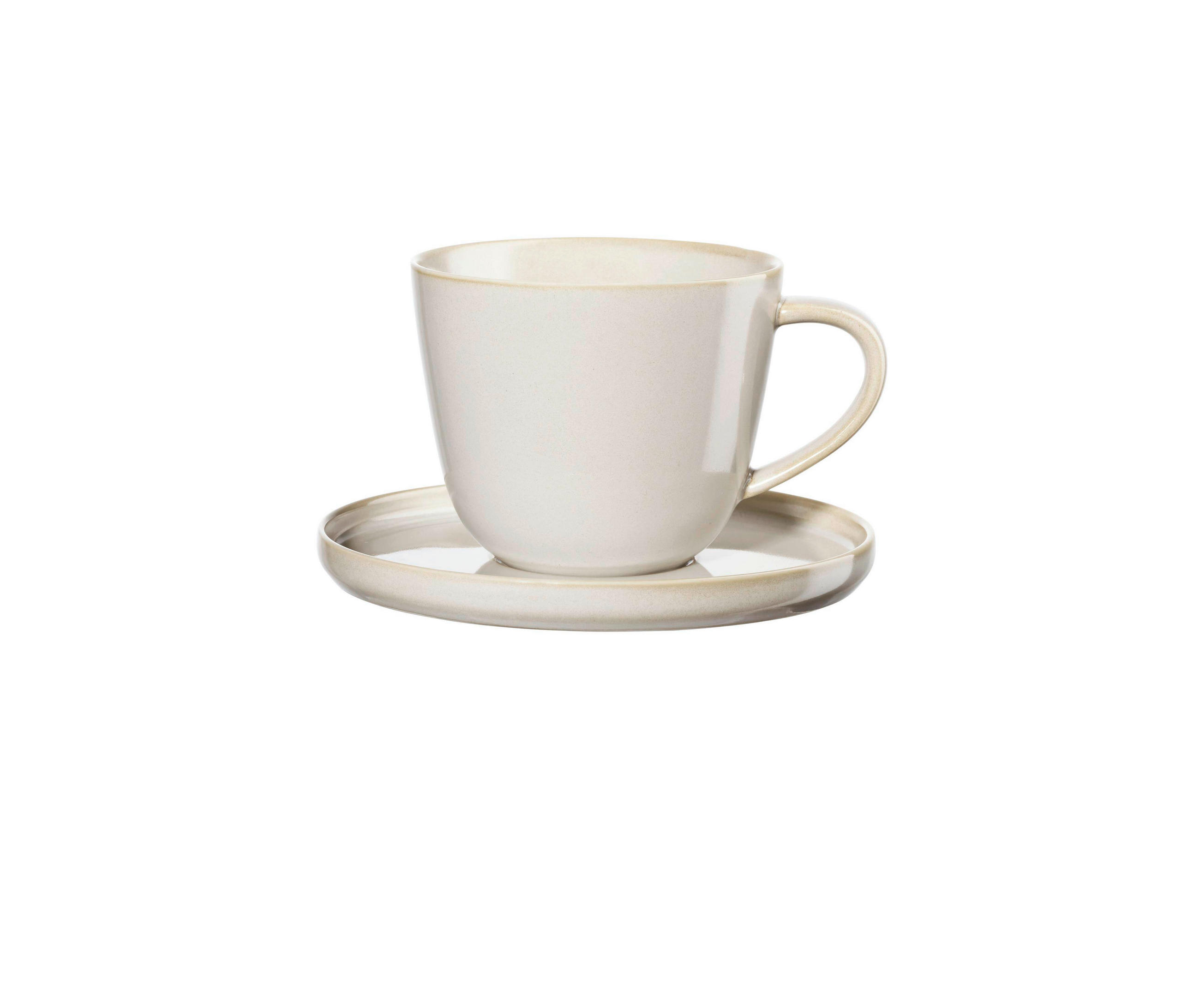 KAFFEETASSE MIT UNTERTASSE Coppa Tofu  - Hellgrau, Design, Keramik (8,9/7,2cm) - ASA