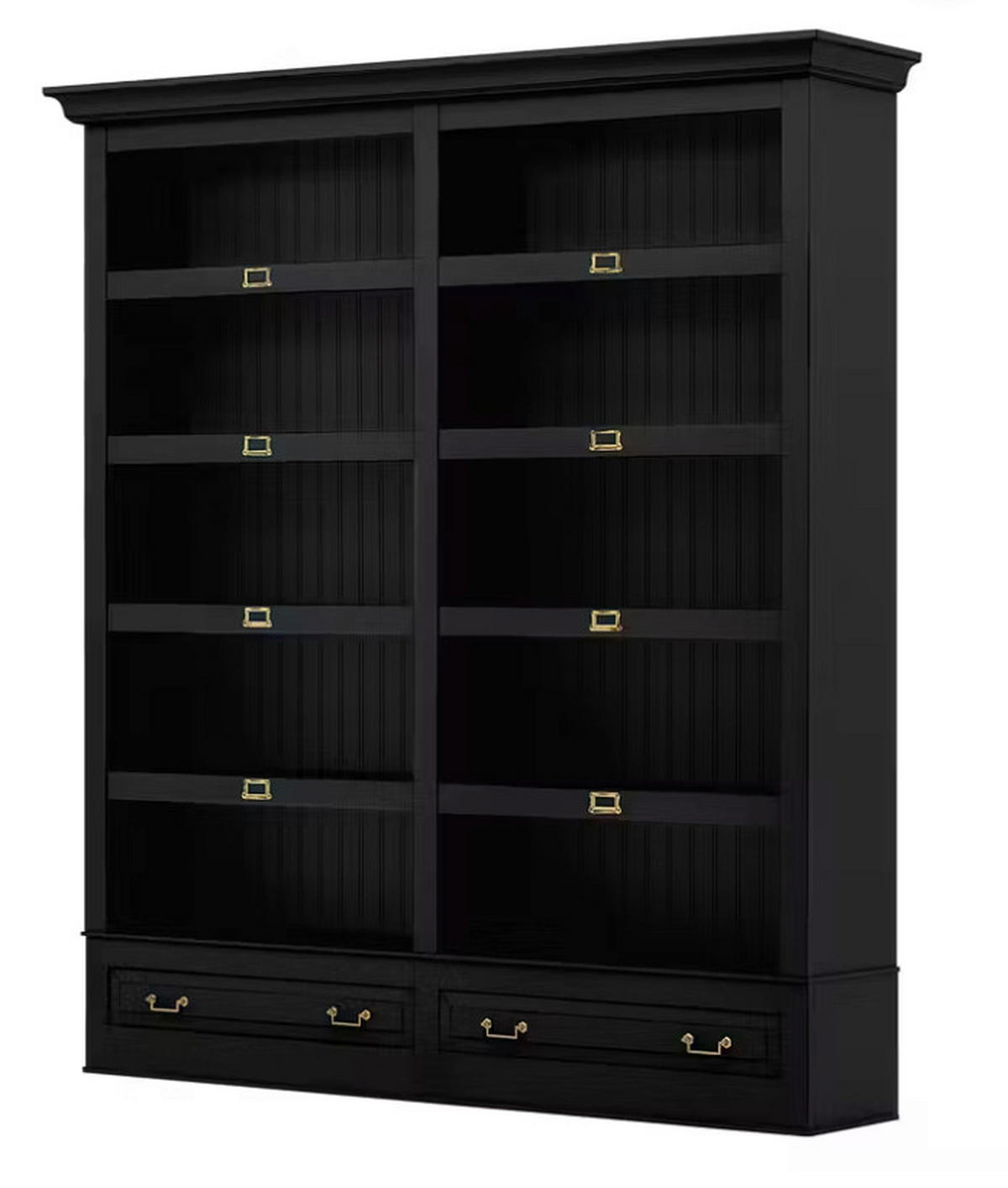 BÜCHERWAND Pinie massiv Schwarz  - Schwarz/Bronzefarben, LIFESTYLE, Holz/Metall (214/238,5/46,5cm) - Livetastic