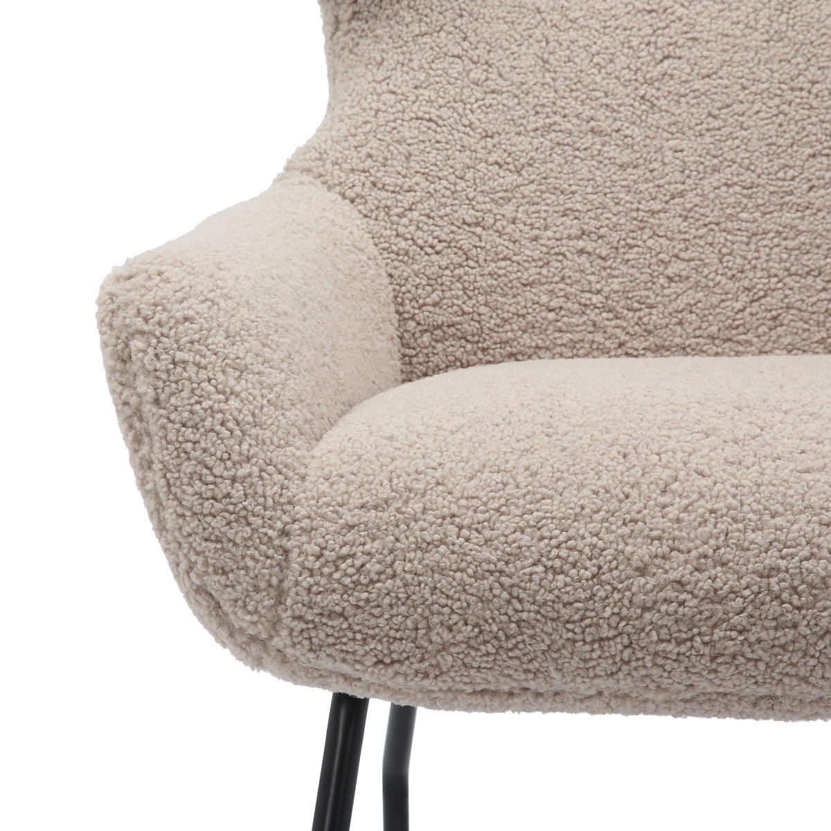 SESSELSET in Teddystoff Taupe  - Taupe/Schwarz, MODERN, Textil/Metall (79/103/82cm) - Livetastic