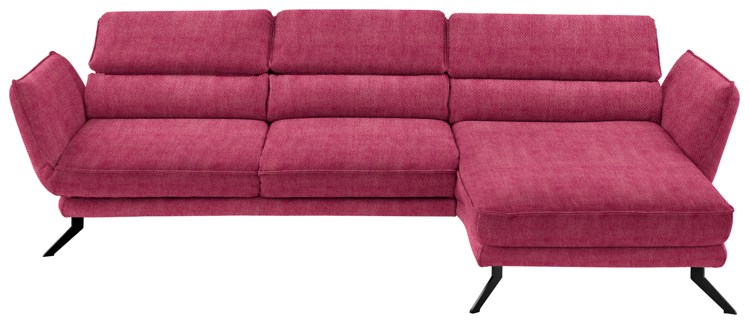 ECKSOFA in Velours Beere  283/153 cm  - Beere/Schwarz, Design, Textil/Metall (283/153cm) - Valdera