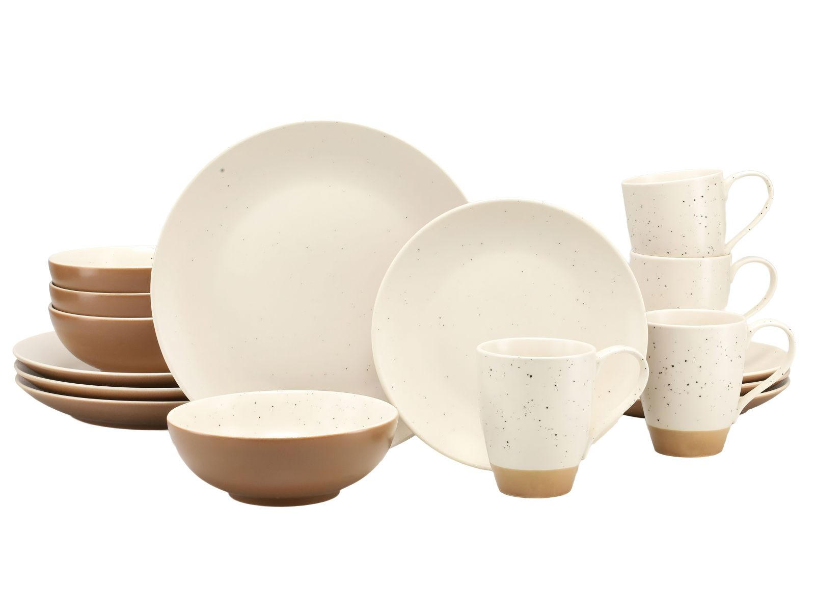 KOMPLETT SERVIS Sand Dunes 16 delar  - vit/terrakotta, Trend, keramik - Creatable