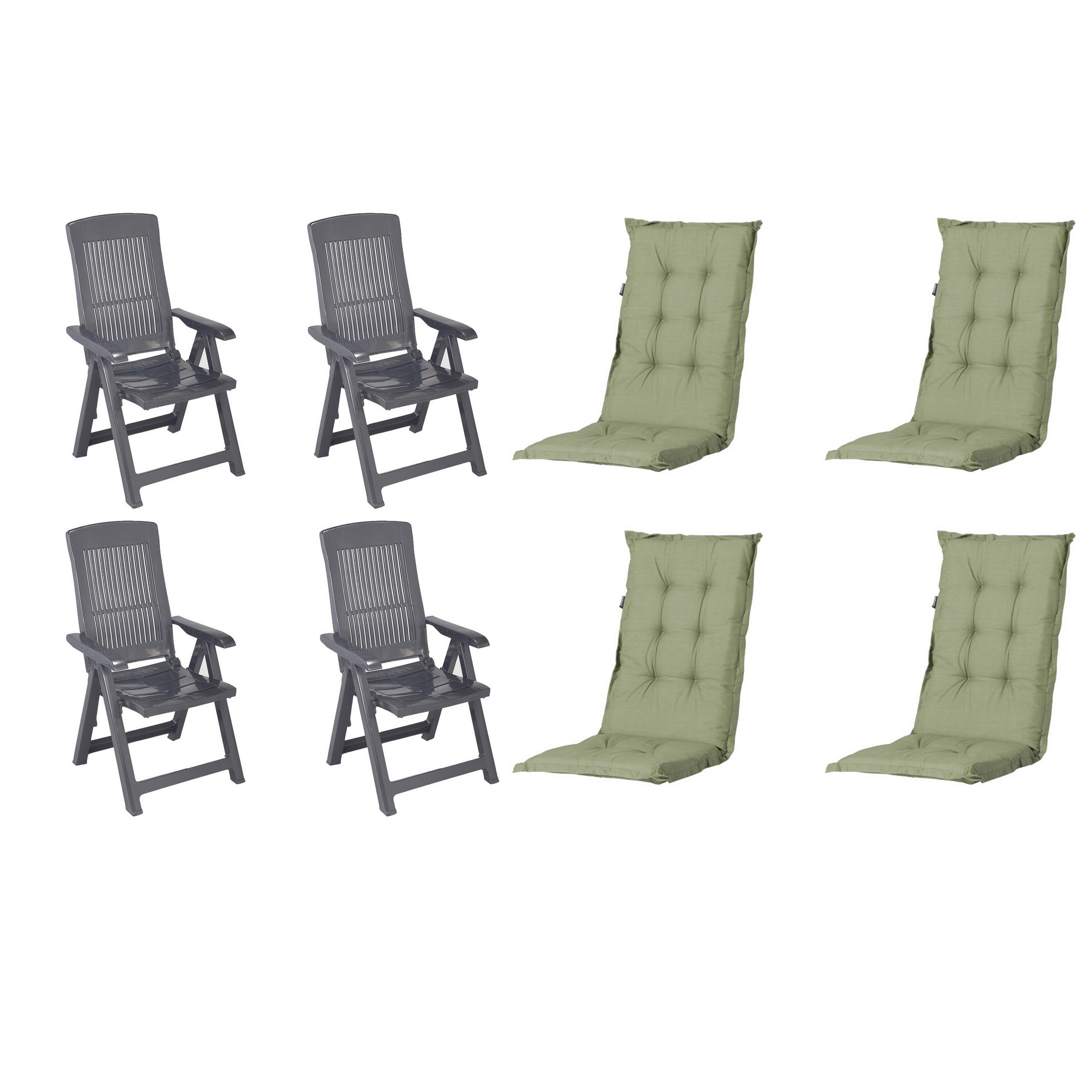 GARTENSTUHL-SET Kunststoff, Textil Anthrazit, Grün  - Anthrazit/Grün, MODERN, Kunststoff/Textil (44/111/50cm) - Gardenson