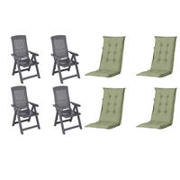 GARTENSTUHL-SET Kunststoff, Textil Anthrazit, Grün  - Anthrazit/Grün, MODERN, Kunststoff/Textil (44/111/50cm) - Gardenson