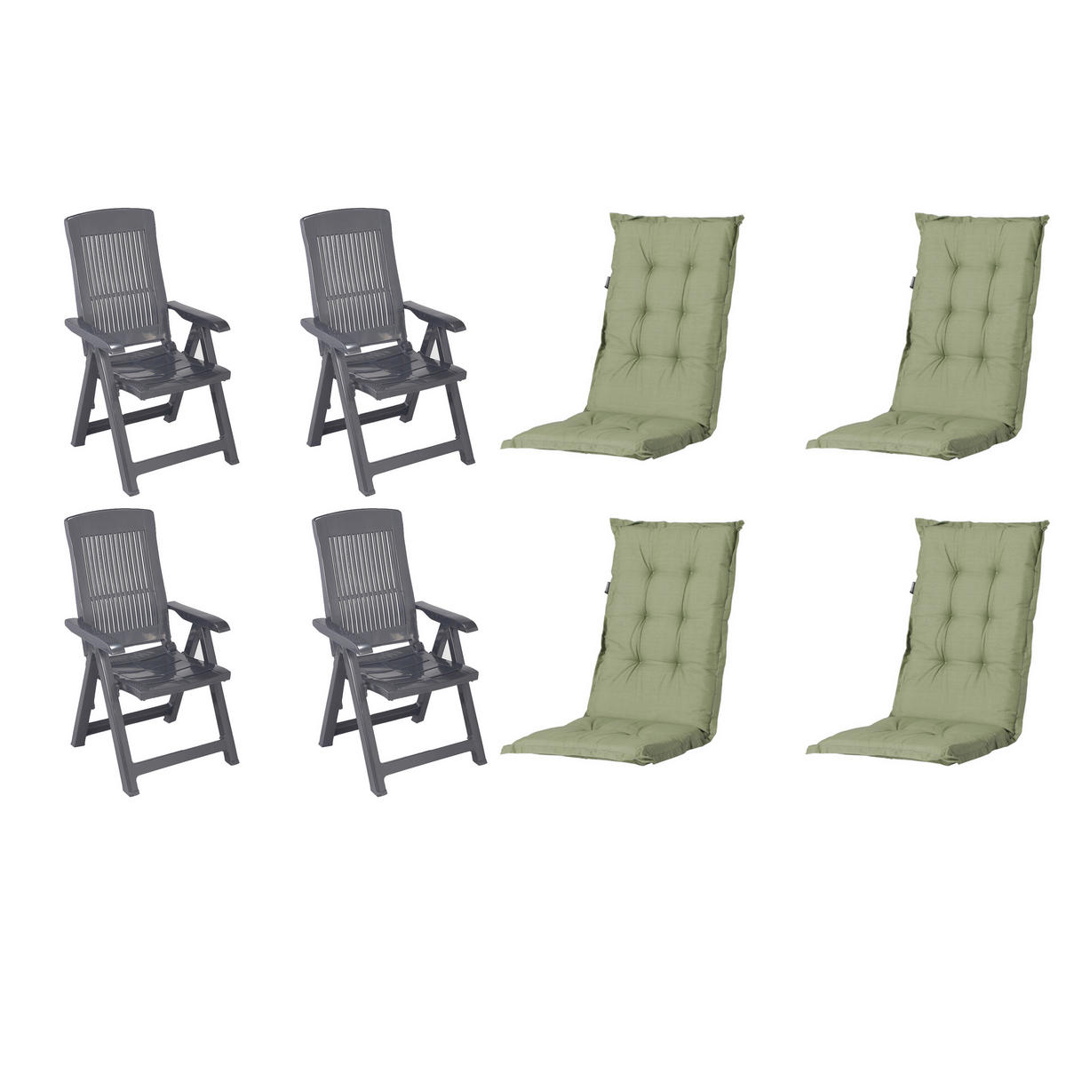 GARTENSTUHL-SET Kunststoff, Textil Anthrazit, Grün  - Anthrazit/Grün, MODERN, Kunststoff/Textil (44/111/50cm) - Gardenson