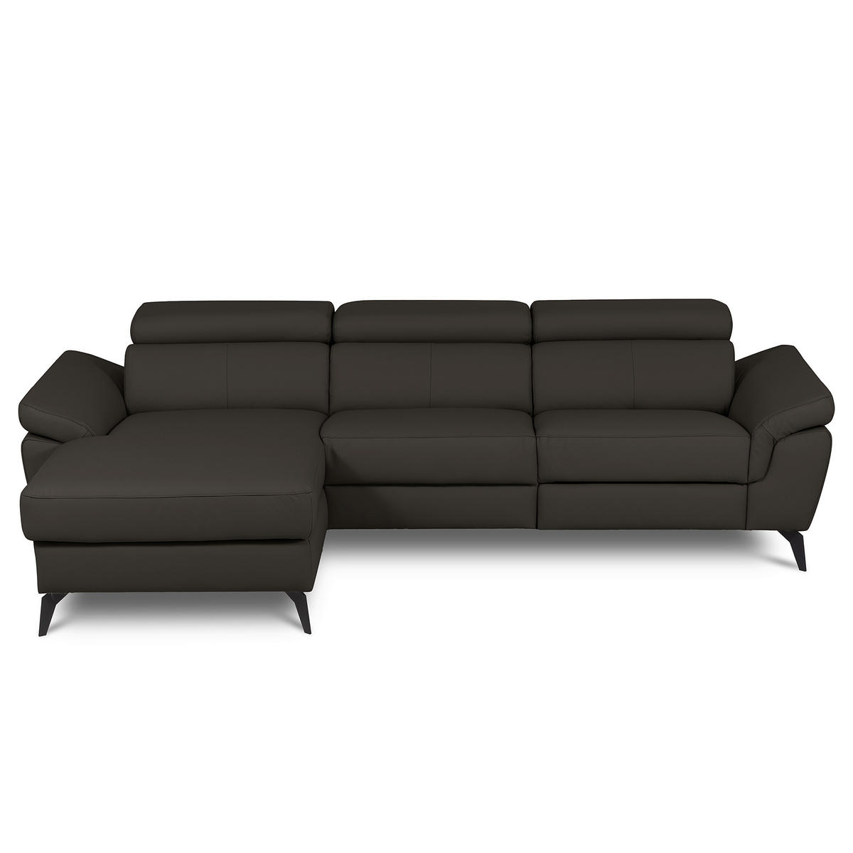 ECKSOFA  in Lederlook Echtleder Dunkelbraun  - Dunkelbraun/Schwarz, Design, Leder/Textil (179/252cm) - Livetastic