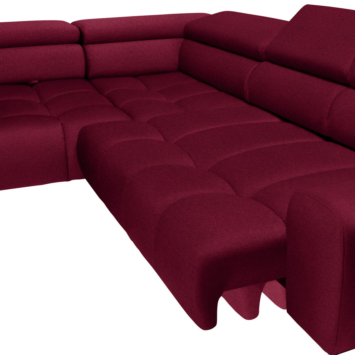 ECKSOFA in Webstoff Rot  - Rot/Schwarz, Design, Textil/Metall (216/300cm) - Welnova