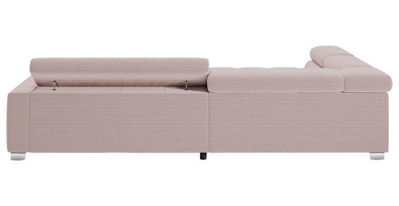 ECKSOFA Rosa Cord  - Chromfarben/Rosa, KONVENTIONELL, Textil/Metall (219/311cm) - Hom`in