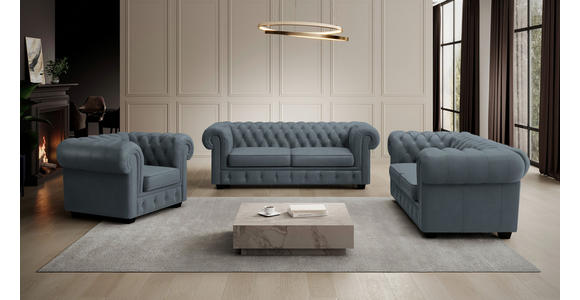 CHESTERFIELD-SESSEL - Wengefarben/Graublau, LIFESTYLE, Holz/Textil (115/76,5/96cm) - Landscape