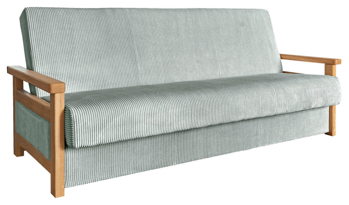 SCHLAFSOFA in Cord Grau  - Naturfarben/Grau, Design, Holz/Textil (220/90/90cm) - P & B