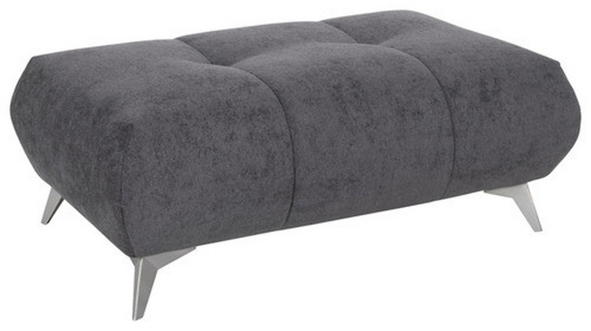 HOCKER Webstoff Schwarz  - Edelstahlfarben/Schwarz, LIFESTYLE, Textil/Metall (120/43/70cm) - Hom`in