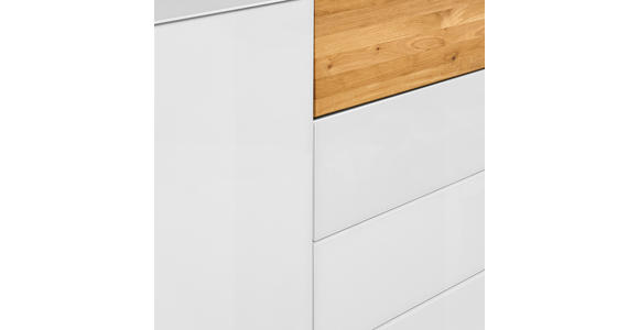 SIDEBOARD Weiß, Eichefarben  189/90/42 cm  - Eichefarben/Weiß, Design, Glas/Holz (189/90/42cm) - Novel