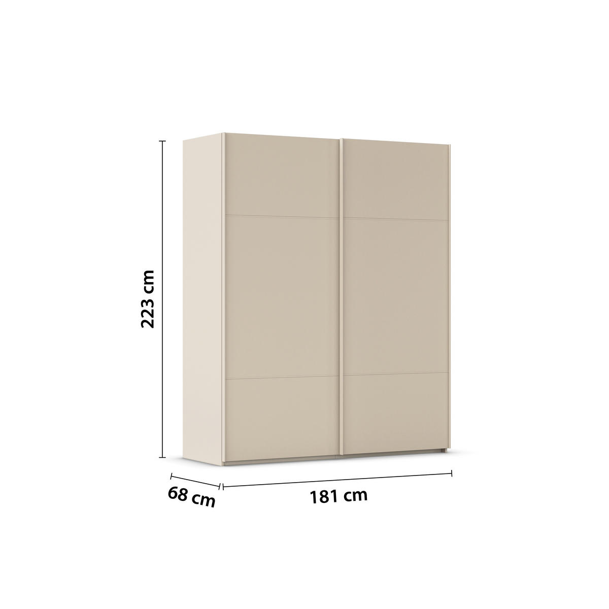 SCHWEBETÜRENSCHRANK in Champagner  - Champagner, Konventionell, Holzwerkstoff/Metall (181/223/68cm) - Novel