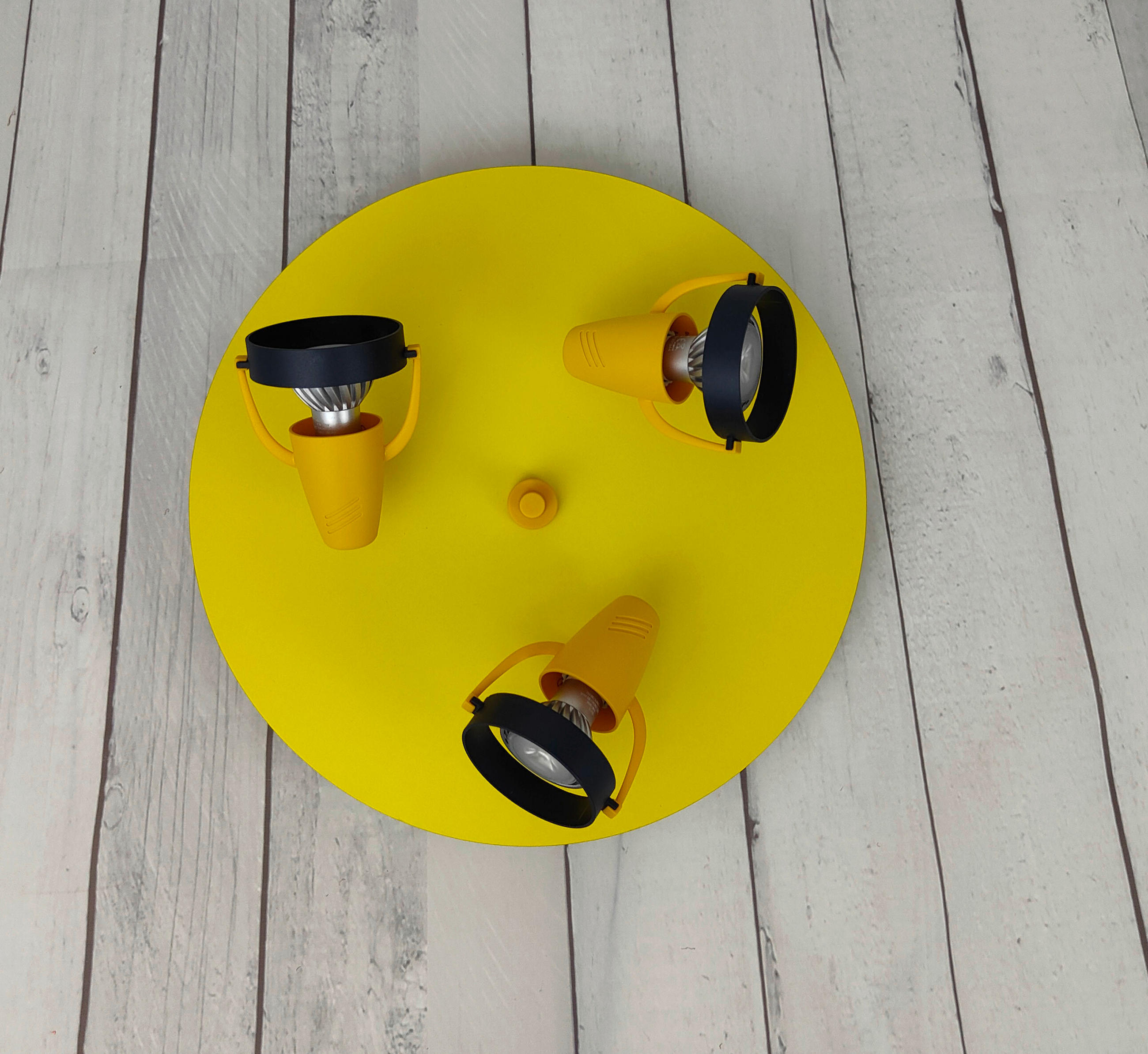 Thumbnail - Deckenleuchte, Gelb, Kunststoff, Holzwerkstoff, rund,rund, 35x35x15 cm, verstellbare Spotlights, Lampen & Leuchten, Inne...