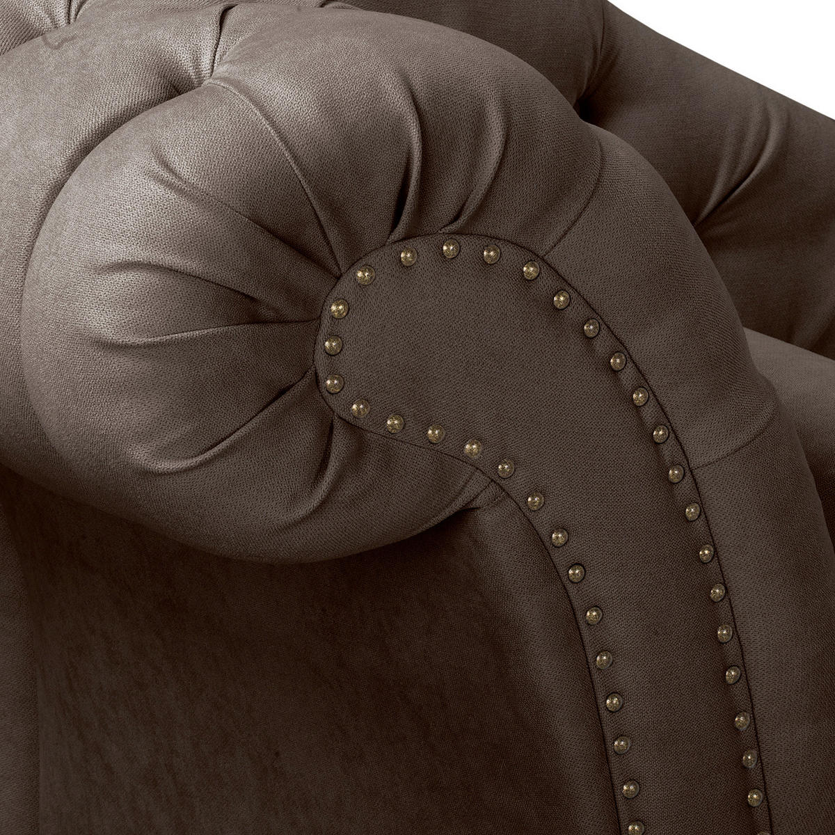 RÉCAMIERE Mikrofaser Graubraun  - Graubraun/Braun, Design, Holz/Textil (185/93/75cm) - Livetastic