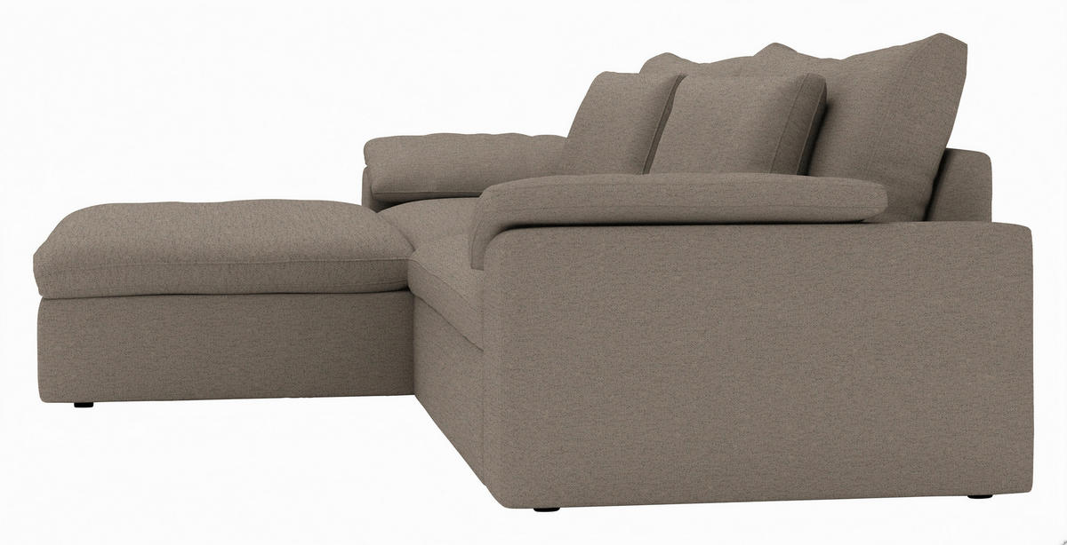 ECKSOFA Flachgewebe Greige  - Greige/Schwarz, Modern, Kunststoff/Textil (198/306cm) - Carryhome