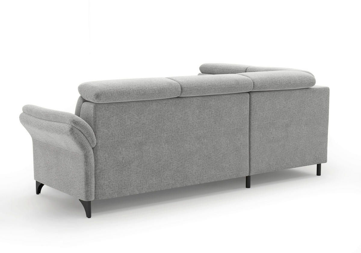 ECKSOFA GLENDALE E in Flachgewebe Hellgrau  193/247 cm  - Hellgrau/Schwarz, KONVENTIONELL, Textil/Metall (193/247cm) - Sit & More