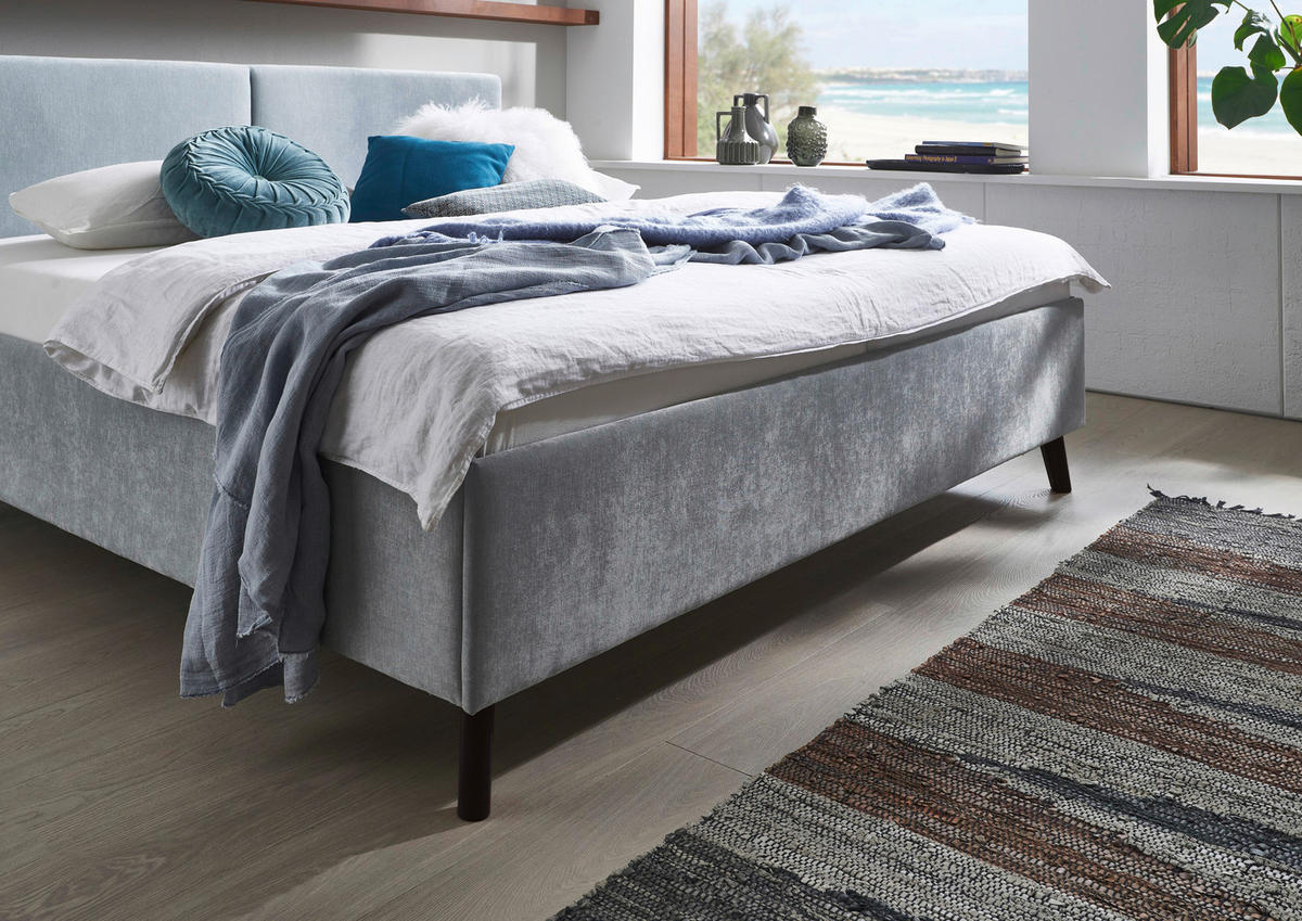 POLSTERBETT 160/200 cm  in Hellblau  - Schwarz/Hellblau, Basics, Holz/Textil (160/200cm) - Boxxx