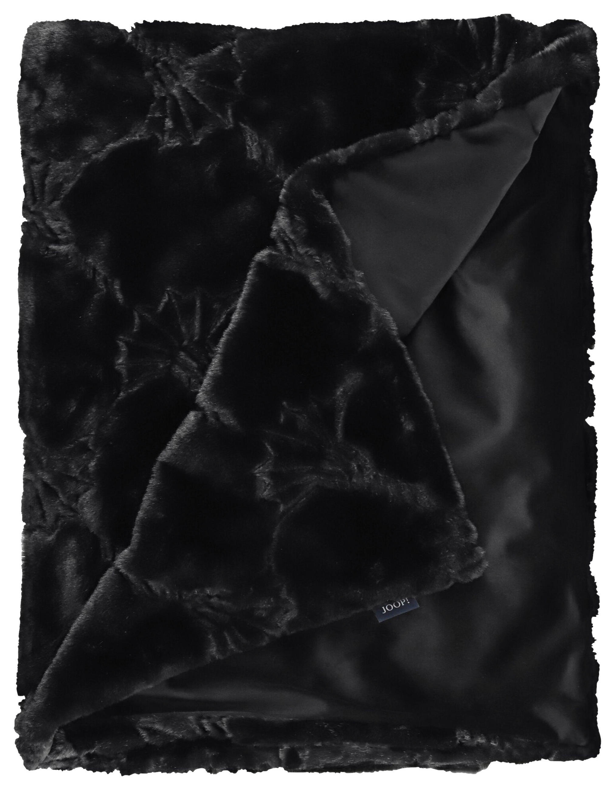 PLAID J! Cozy Cornflower schwarz 130/170 cm  - Schwarz, Design, Textil (130/170cm) - Joop!