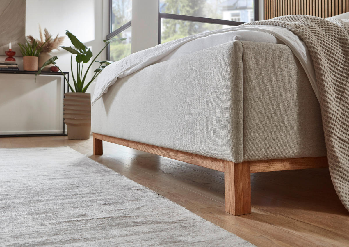 POLSTERBETT 180/200 cm  in Sandfarben  - Sandfarben, MODERN, Holz/Textil (180/200cm) - Livetastic