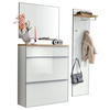 GARDEROBE 4-teilig  in 136/195/40 cm  - Weiss/Alufarben, Design, Glas/Holz (136/195/40cm)