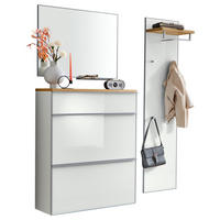 GARDEROBE 4-teilig  in 136/195/40 cm  - Weiss/Alufarben, Design, Glas/Holz (136/195/40cm)