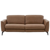 3-SITZER-SOFA in Echtleder Haselnussfarben  - Schwarz/Haselnussfarben, Natur, Leder/Metall (222/81/110cm) - Valdera