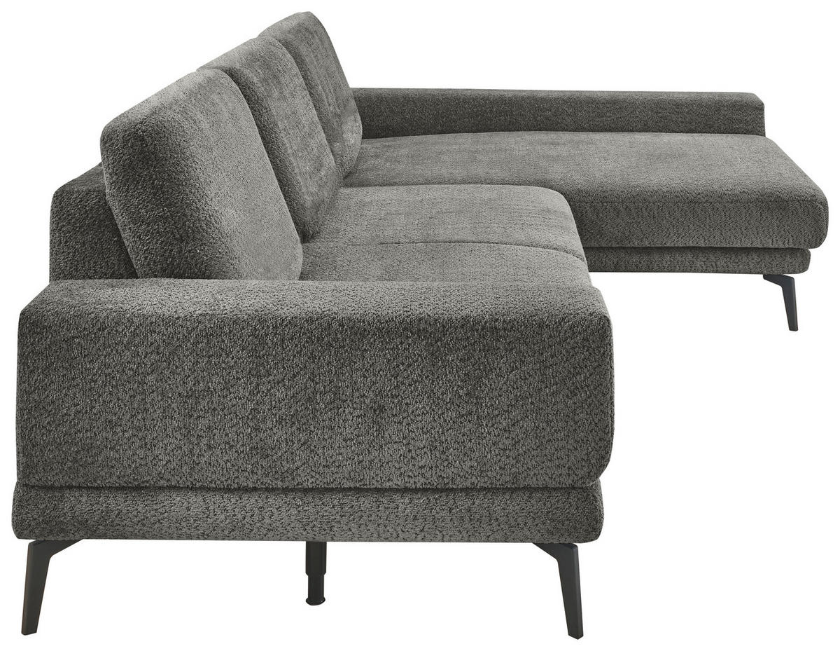 ECKSOFA Anthrazit Chenille  - Anthrazit/Schwarz, KONVENTIONELL, Textil/Metall (294/184cm) - SetOne by Musterring