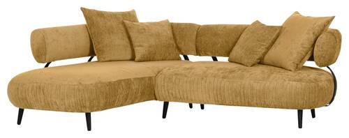 ECKSOFA in Chenille Gelb  - Gelb/Schwarz, Design, Holz/Textil (200/265cm) - Landscape