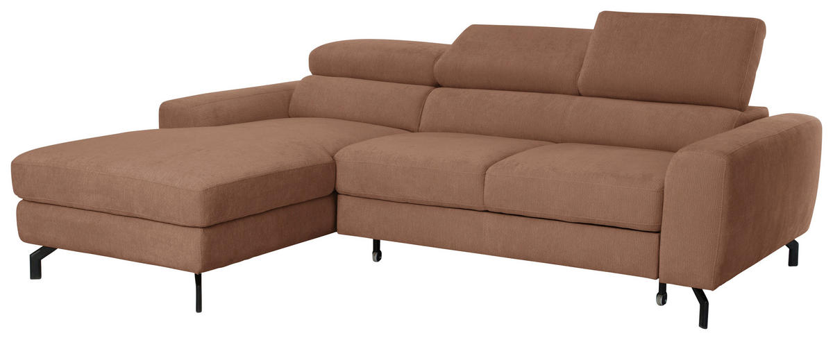 ECKSOFA Chenille Altrosa  - Schwarz/Altrosa, Design, Textil/Metall (177/226cm) - Livetastic