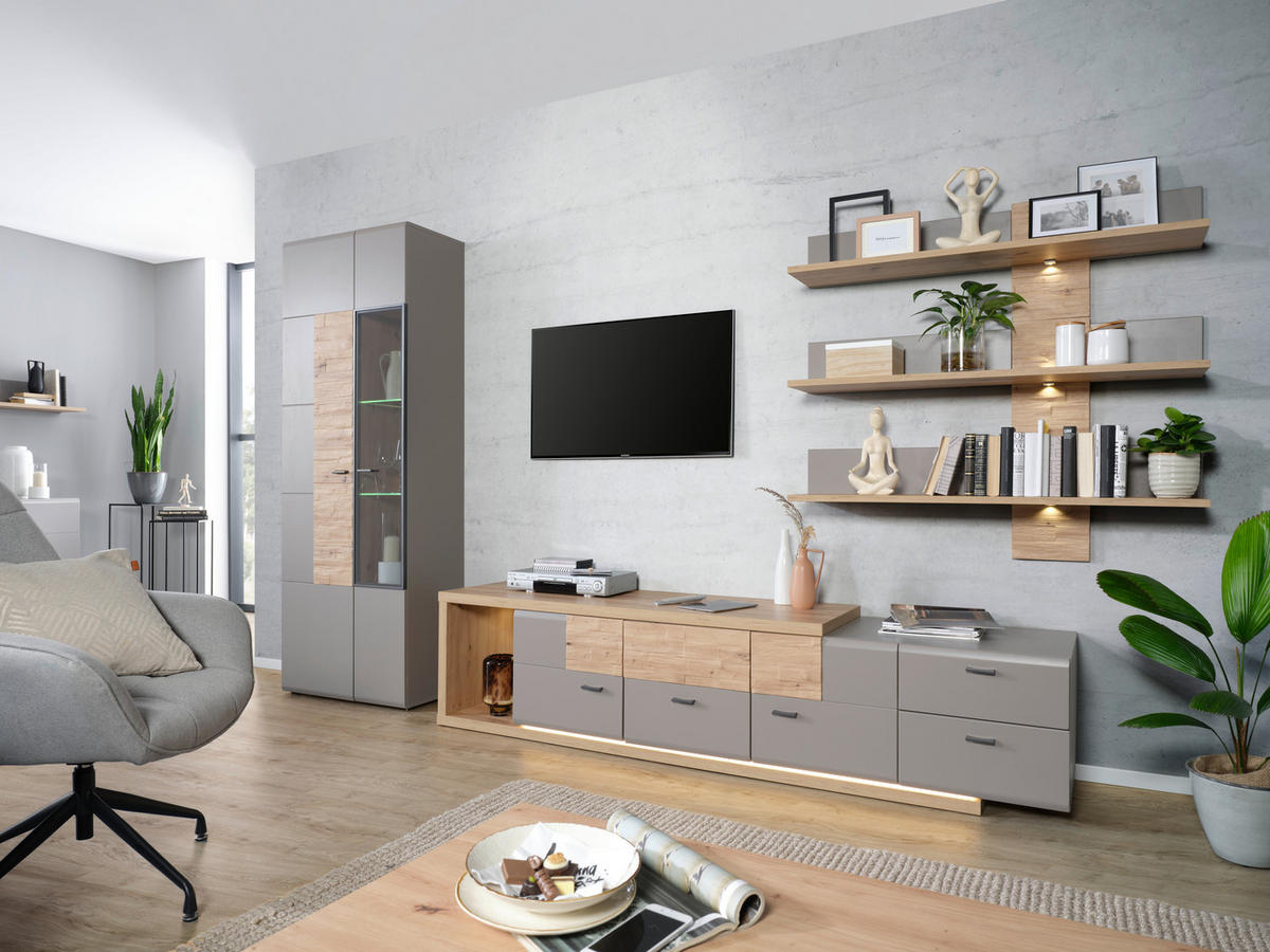 VITRINA boja hrasta   - boja hrasta, Moderno, pločasti materijal (70/197/38cm) - Mömax