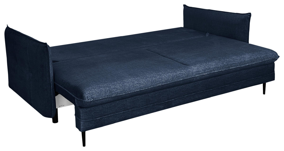 SCHLAFSOFA  mit Liegefunktion Flachgewebe Blau  - Blau/Schwarz, Design, Holz/Kunststoff (216/96/102cm) - MID.YOU