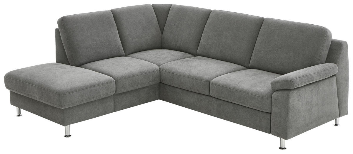 ECKSOFA in Webstoff Dunkelgrau  - Dunkelgrau/Alufarben, Konventionell, Textil/Metall (200/241cm) - Beldomo System
