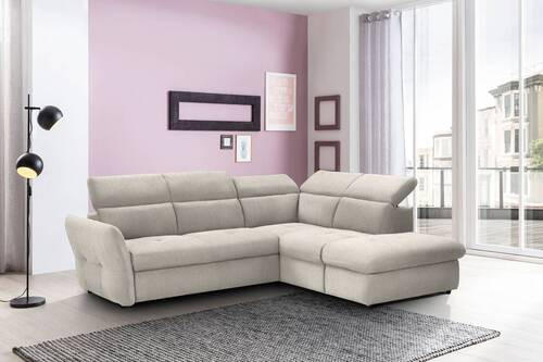 ECKSOFA in Velours Creme, Beige  254/224 cm  - Beige/Creme, Design, Kunststoff/Textil (254/224cm) - Stylife