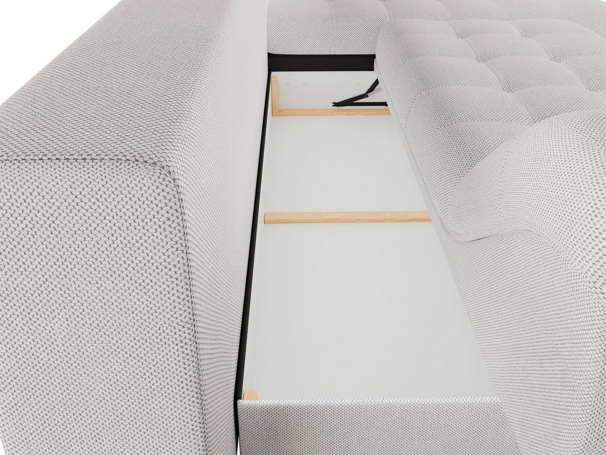 Ecksofa inkl. Funktionen in Webstoff Beige  - Beige/Schwarz, Modern, Textil/Metall (276/177cm)