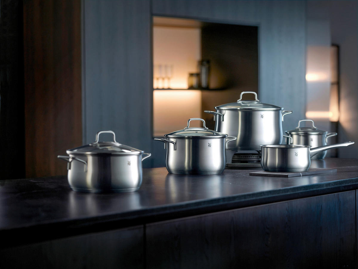 KOCHTOPFSET Brillant 4-teilig  - Edelstahlfarben, Basics, Glas/Metall (57/29,5/20cm) - WMF