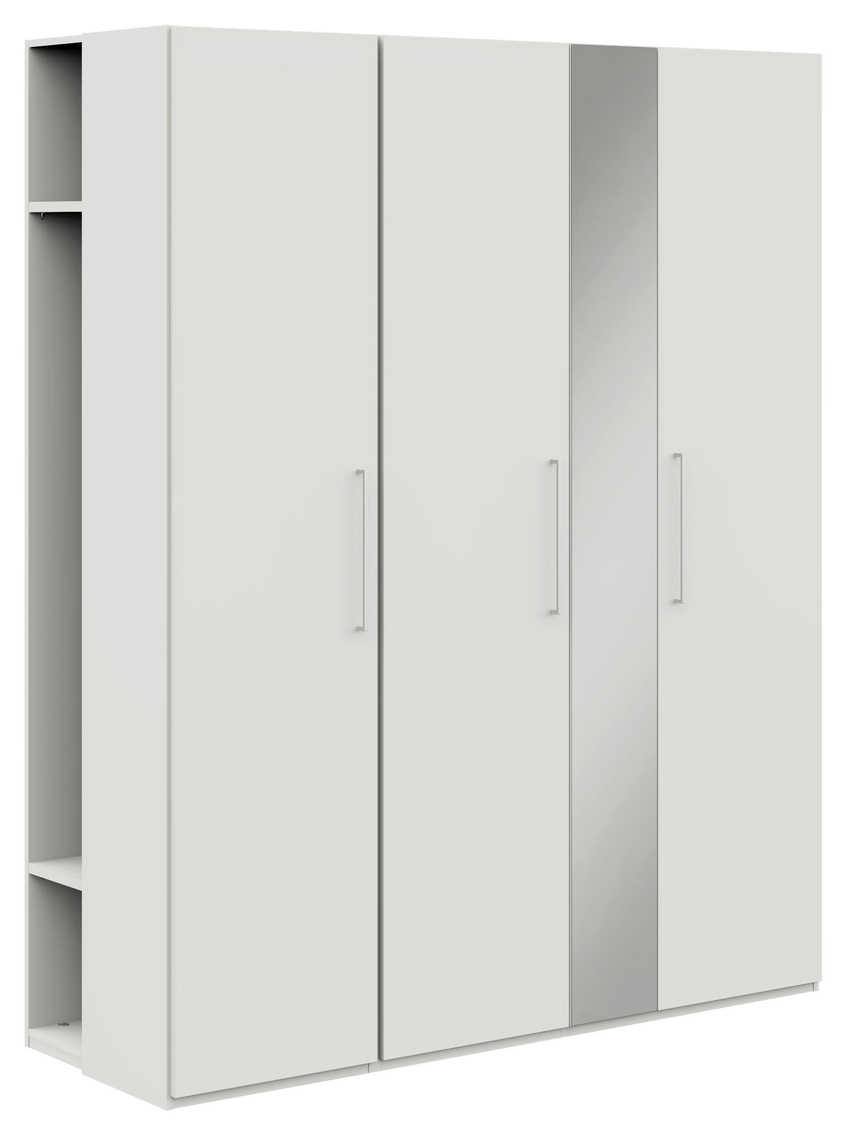 KLEIDERSCHRANK 4-türig Weiß  - Edelstahlfarben/Weiß, Design, Glas/Holzwerkstoff (177,6/213,6/59,3cm) - Cantus