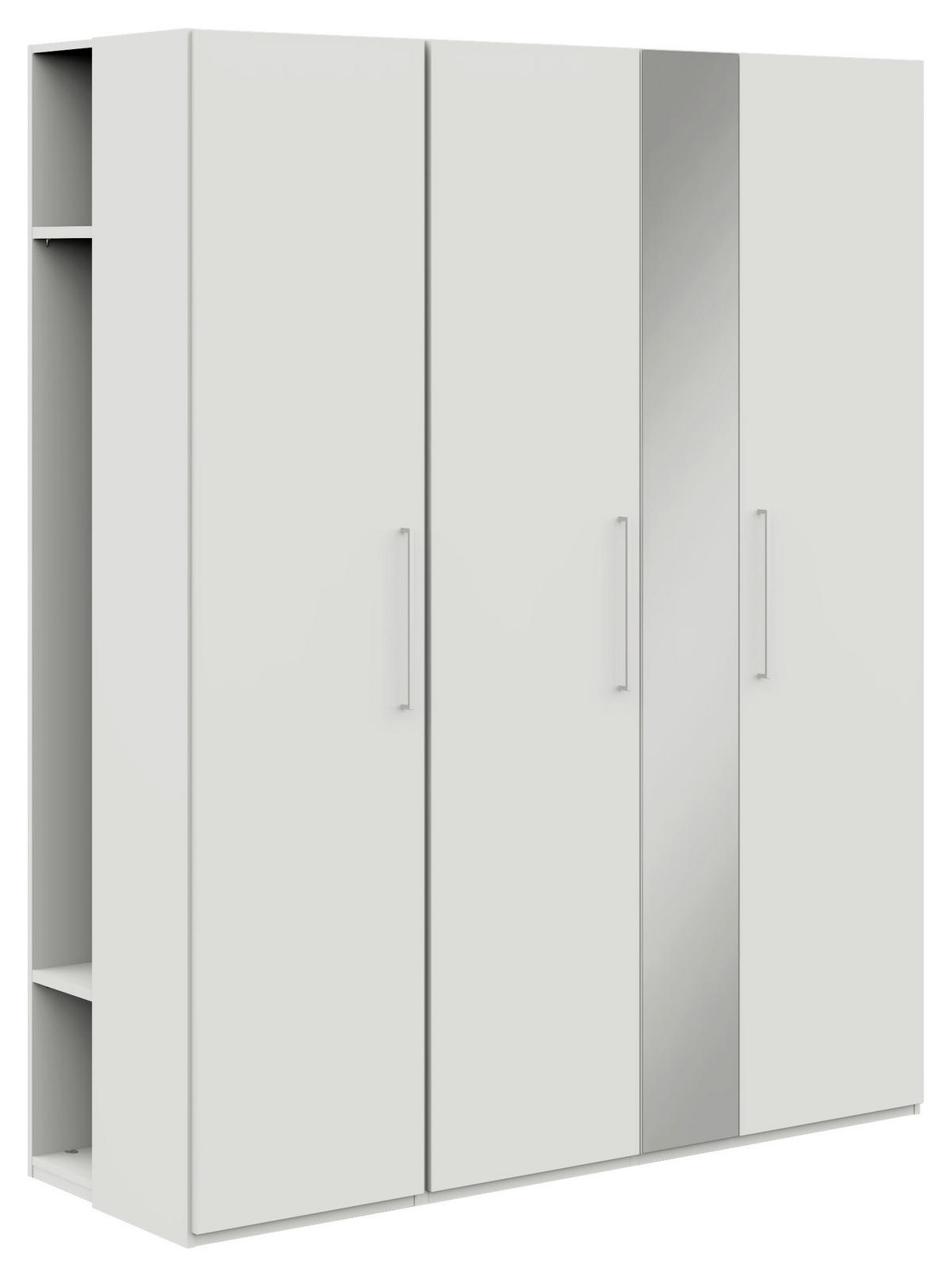 KLEIDERSCHRANK 4-türig Weiß  - Edelstahlfarben/Weiß, Design, Glas/Holzwerkstoff (177,6/213,6/59,3cm) - Cantus