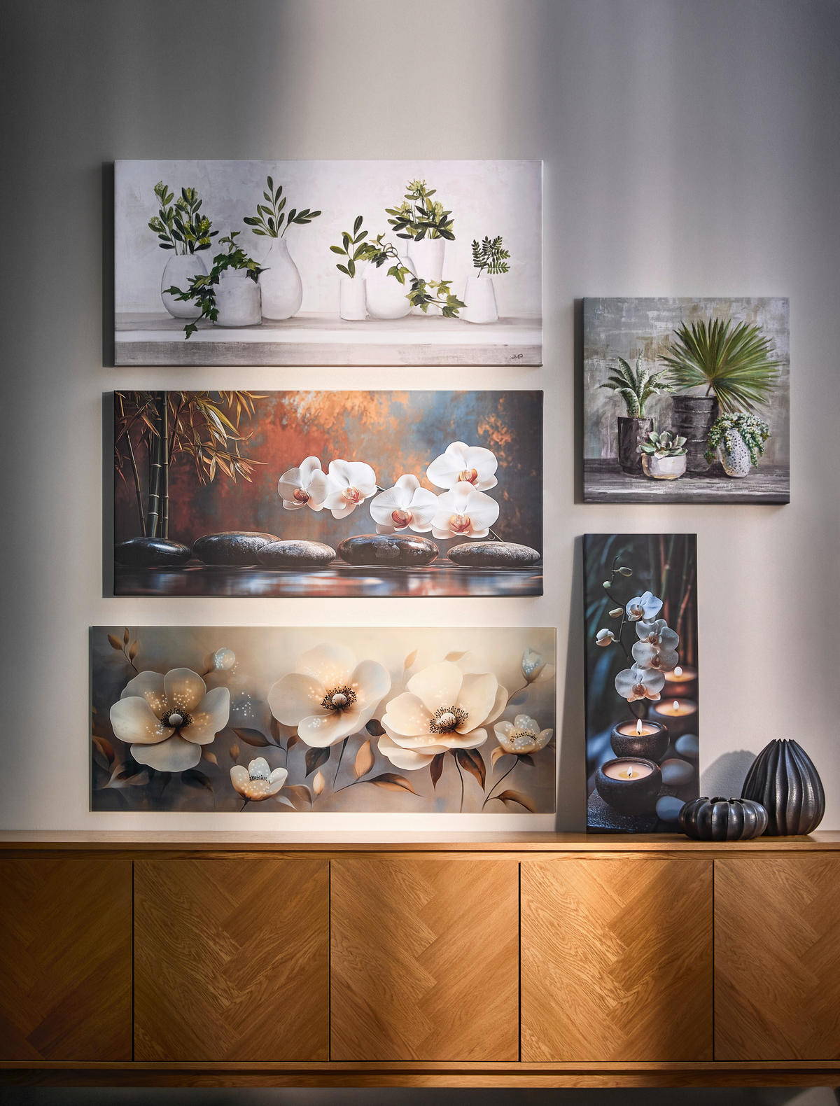 LEINWANDBILD Stillleben, Blumen 55/55 cm  - Multicolor, Basics, Holz/Papier (55/55cm) - Euroart